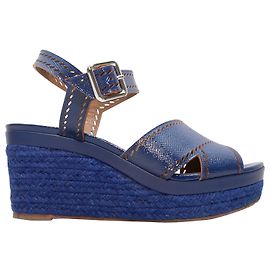 Hermès Sandales compensées en cuir verni bleu Hermes, taille 38 Bleu