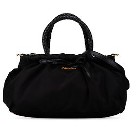Schwarze Prada Tessuto Bow Handtasche Schwarz