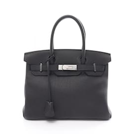 Hermès-Hermès Birkin 30 Handtasche aus schwarzem Togo-Leder-Schwarz