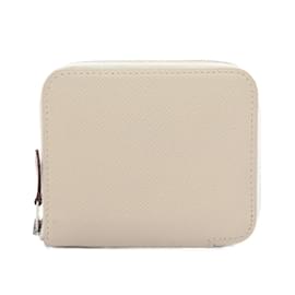 Hermès-Hermes Azap Compact Silk Round Wallet-White