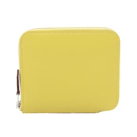 Hermès-Hermes Yellow Evercalf Leather Bi-Fold Wallet-Yellow