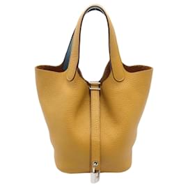 Hermès-Hermes Picotin Lock Eclat PM Handbag-Yellow