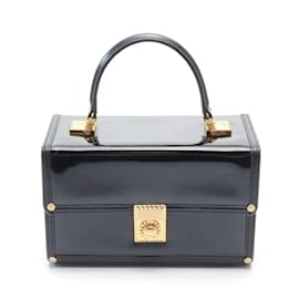 Versace-Schwarze Handtasche aus lackiertem Leder von Versace-Schwarz