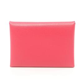 Hermès-Hermes Calvi Duo Rose Extreme Coin Case-Pink