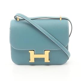 Hermès-Hermes Constance New Blue Jean Schultertasche-Blau