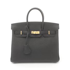 Hermès-Hermes Birkin 25 Handbag in Black Togo Leather-Black