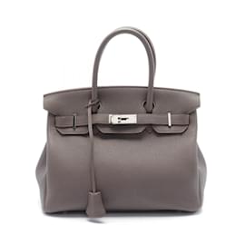 Hermès-Hermes Birkin 30 Handtasche in Etain Grau-Braun,Grau