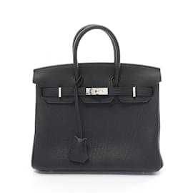 Hermès-Hermes Birkin 25 Handbag in Black Togo Leather-Black