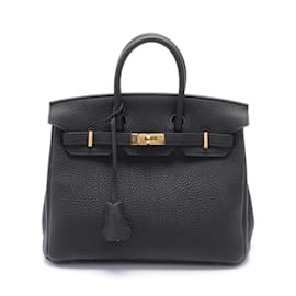 Hermès-Hermes Birkin 25 Handbag in Black Togo Leather-Black