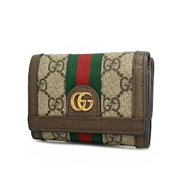 Gucci-Gucci Ophidia Tri-fold Wallet-Brown,Beige