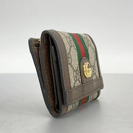 Gucci-Gucci Ophidia Dreifach-Brieftasche-Braun,Beige