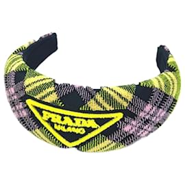 Faixa de cabelo de nylon com logo triangular Prada Rosa Amarelo