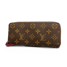 Louis Vuitton-Lange Brieftasche Monogramm Clemence Louis Vuitton-Braun,Fuschia