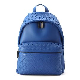 Bottega Veneta Intrecciato Leather Backpack Blue