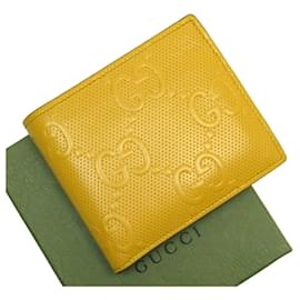 Gucci-Gucci Bi-Fold Wallet in Yellow Leather-Yellow