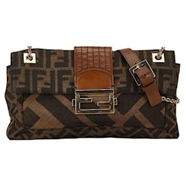 Fendi-Sac à bandoulière Fendi Zucca Chain-Marron