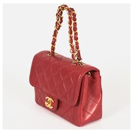Chanel-Chanel Matelasse Chain Handbag in Red Lambskin-Red