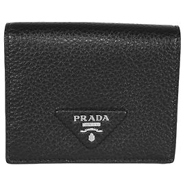 Prada Vitello Dino Leather Bi-fold Wallet Black