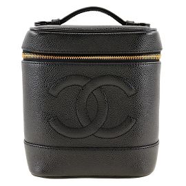 Sac à main Vanity en cuir caviar Chanel Noir
