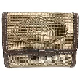 Prada Brown Jacquard Bi-Fold Wallet Brown