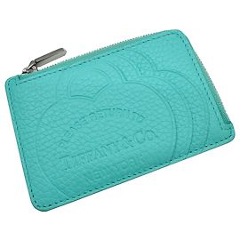 Tiffany & Co. Blue Leather Business Card Case Blue Other
