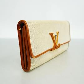 Louis Vuitton-Louis Vuitton Long Wallet Portefeuille Capucines M80303-Brown,Cream