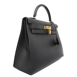 Hermès-Hermes Kelly 32 Handbag in Black Ardennes Leather-Black