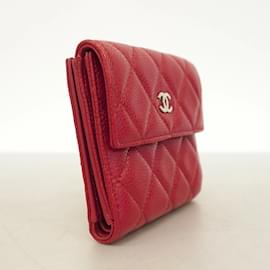 Chanel-Chanel Matelassé Kaviarleder Geldbörse-Rot