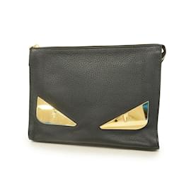 Fendi-Fendi Black Leather Clutch Bag-Black