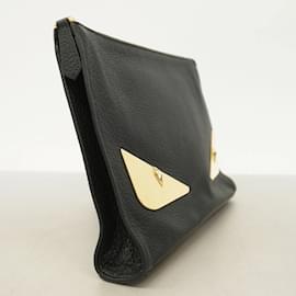 Fendi-Fendi Black Leather Clutch Bag-Black