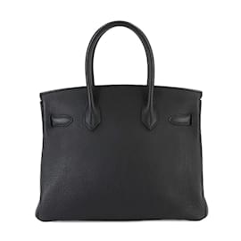 Hermès-Hermes Birkin 30 Handbag in Black Togo Leather-Black