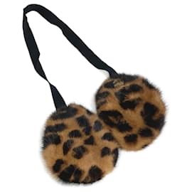 Louis Vuitton-Louis Vuitton Leopard Print Mink Ear Warmers-Brown,Black