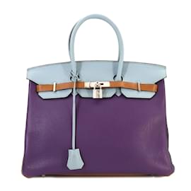 Hermès-Hermes Birkin 35 Harlequin Handtasche-Blau,Grau,Taupe