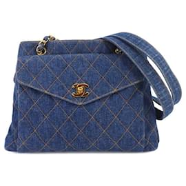 Chanel-Chanel Matelassé Schultertasche in Denim Blau-Blau