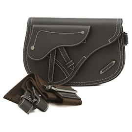 Christian Dior-Christian Dior Saddle Bag in Gray Leather-Brown
