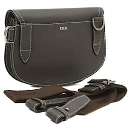 Christian Dior-Christian Dior Saddle Bag in Gray Leather-Brown