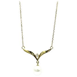 Collana pendente in perle e diamanti Mikimoto D'oro