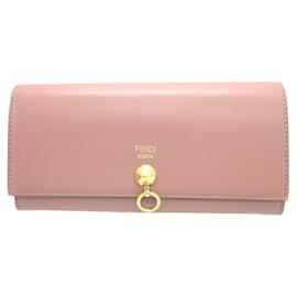 Fendi-Fendi By The Way Leather Pink Bi-fold Long Wallet-Pink