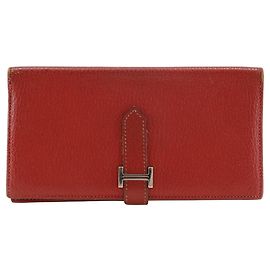 Hermès Hermes HERMES Beansufla Bi-fold Wallet Red