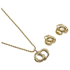 Collier pendentif plaqué or Christian Dior Doré