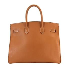 Hermès-Hermes Birkin 35 Handbag in Gold Brown-Brown