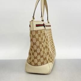 Gucci-Gucci Tote Bag GG Canvas Sherry Line-Braun,Weiß