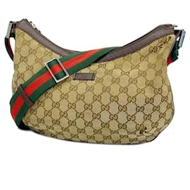 Gucci-Gucci Brown Shoulder Bag GG Canvas Sherry Line-Brown