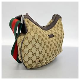 Gucci-Gucci Brown Shoulder Bag GG Canvas Sherry Line-Brown