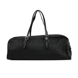 Fendi-Fendi Zucchino Nylon Canvas Handbag-Black