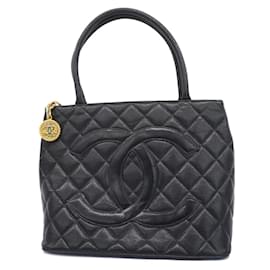 Chanel-Chanel Black Caviar Leather Tote Bag-Black