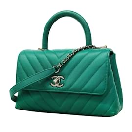 Chanel-Chanel Green Caviar Leather Handbag-Green