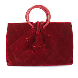 Chanel-Chanel Matelasse Handbag in Red Velour Leather-Red