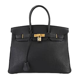 Hermès-Hermes Birkin 35 Handbag in Black Togo Leather-Black