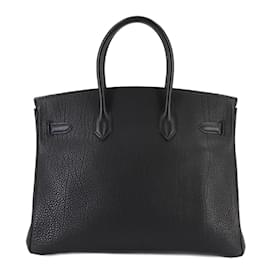 Hermès-Hermes Birkin 35 Handbag in Black Togo Leather-Black